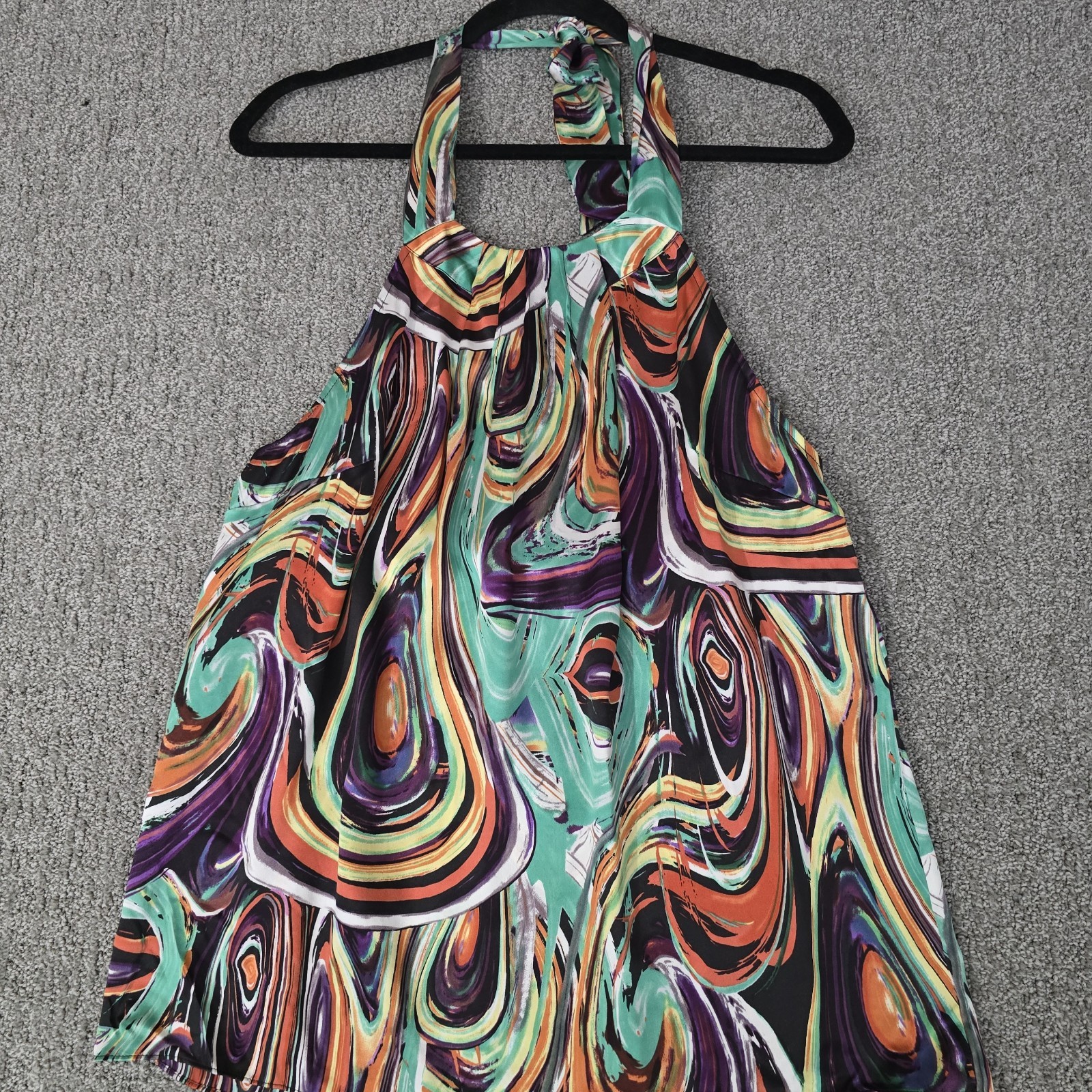 The Limited Abstract Swirl Halter Silk Top Womens Large Psychedelic Y2K