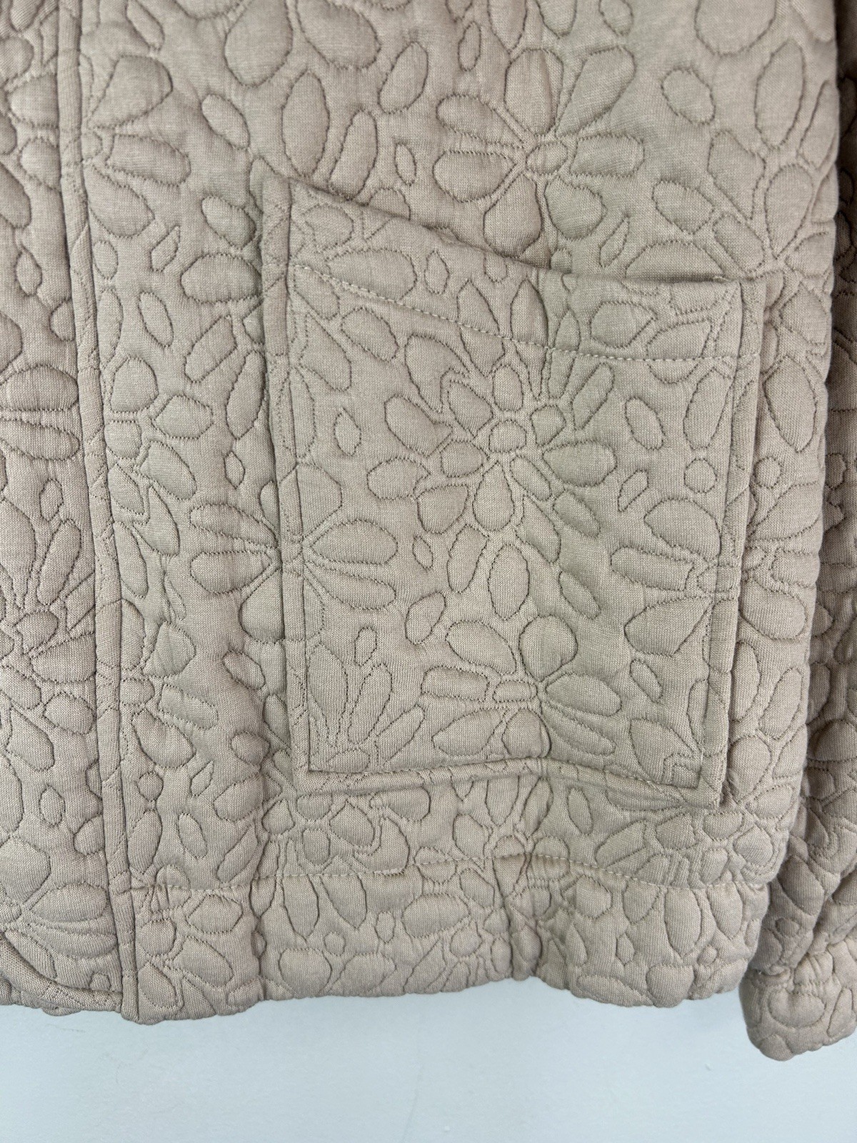 Women’s Quilted Reversible Cotton Jacket L Black/Tan Floral w/pockets