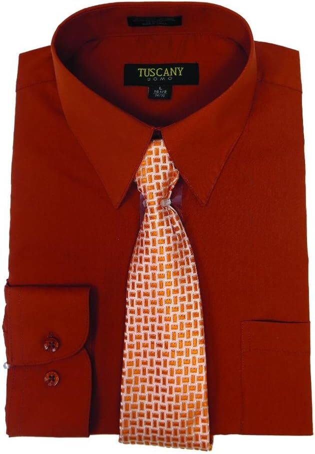 Men’s Dress Shirts With Matching (Random design) Tie Set Cotton Blend Shirt Set