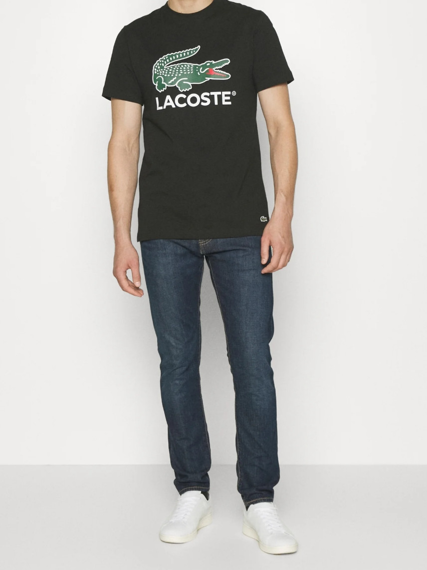 Lacoste Men’s Signature Print Cotton Jersey T-Shirt Black TH1285-51-031