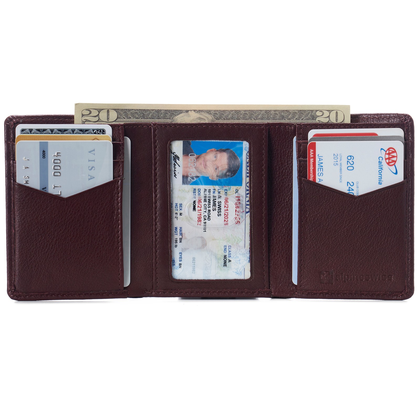 Alpine Swiss Men’s Leon RFID Trifold Pocket Wallet – Genuine Leather Wallet for