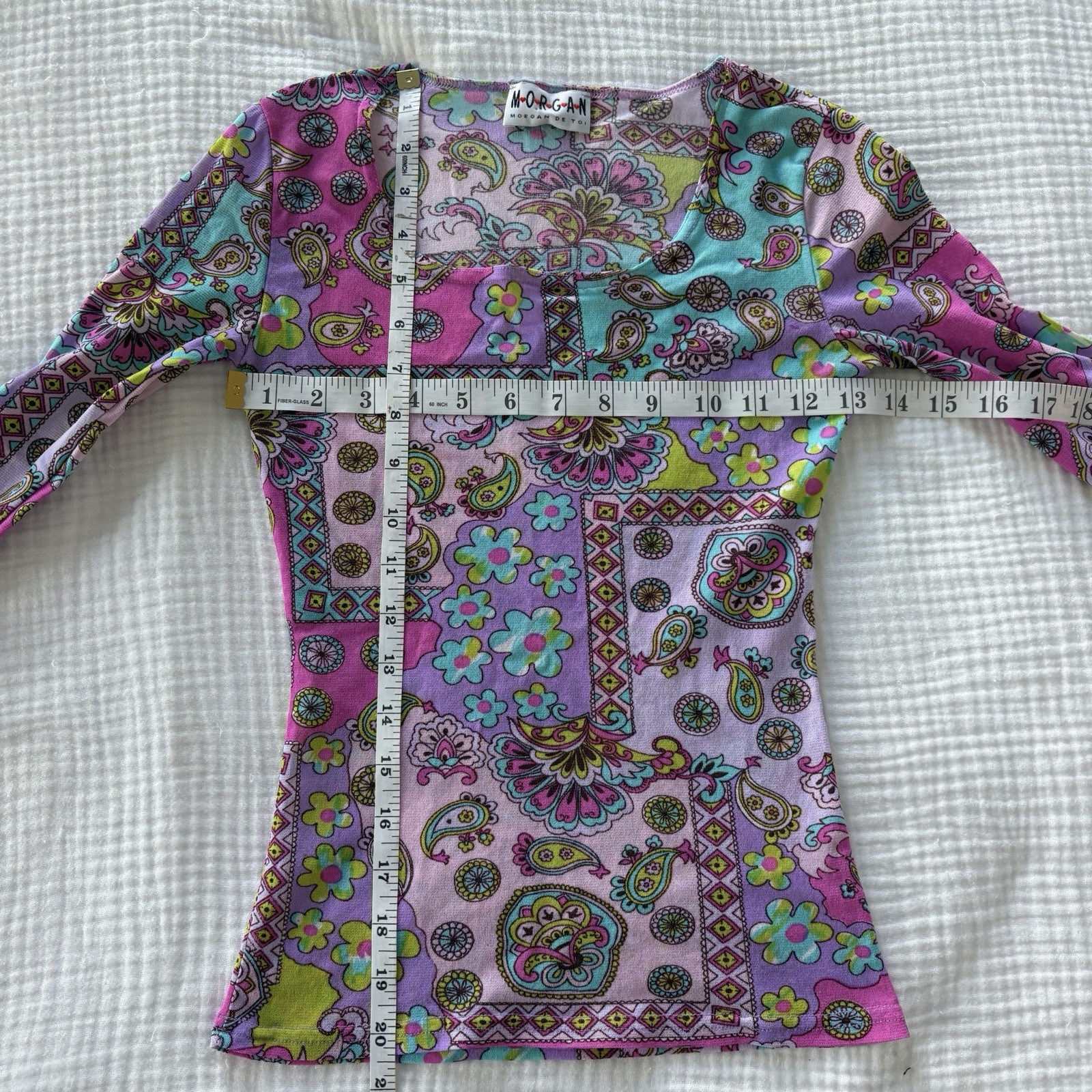 Morgan de Toi Top Vintage Y2K Purple Paisley Floral Mesh Small Women’s Festival