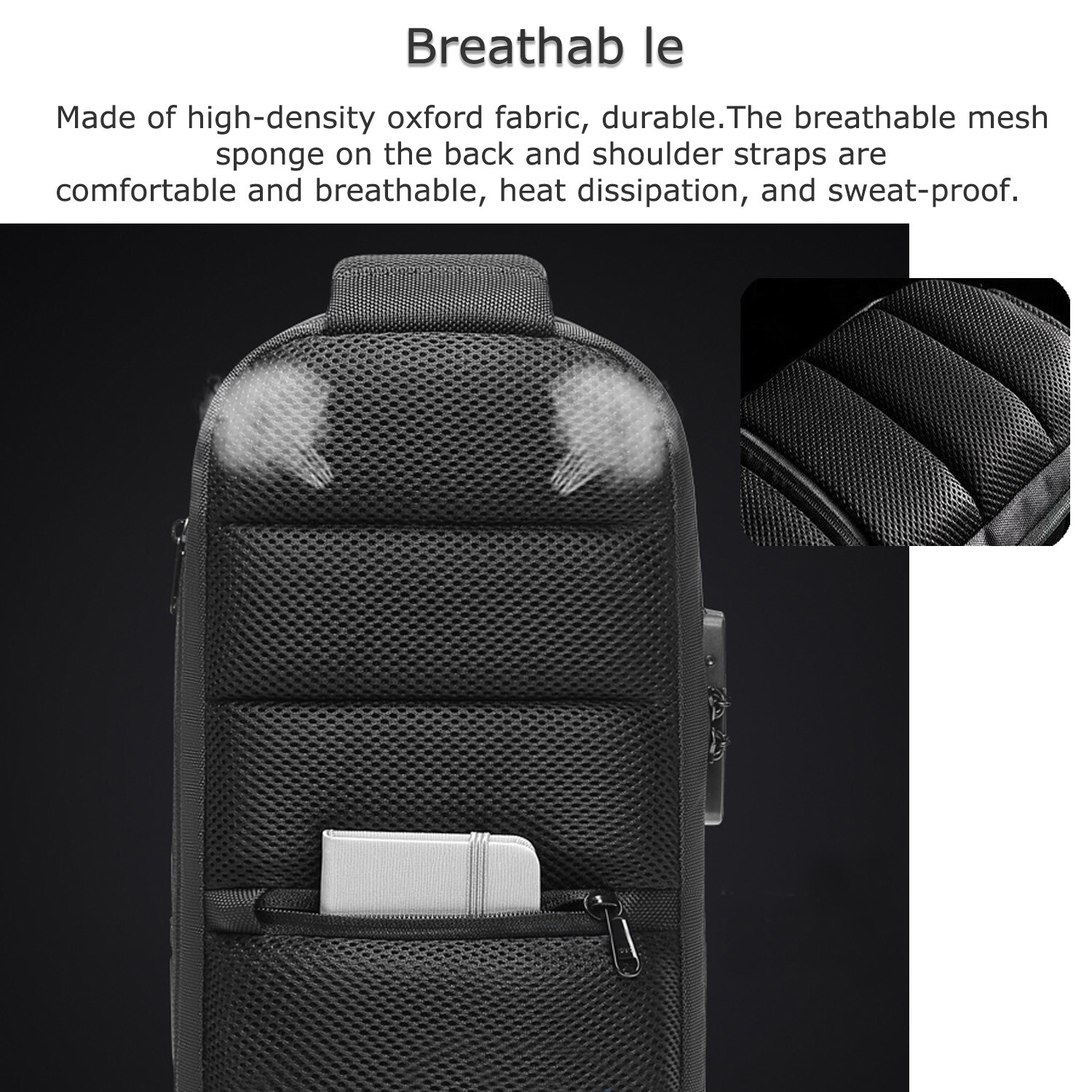 Anti Theft Sling Bag Waterproof Chest Bag Crossbody Backpack w/ USB Charge Port