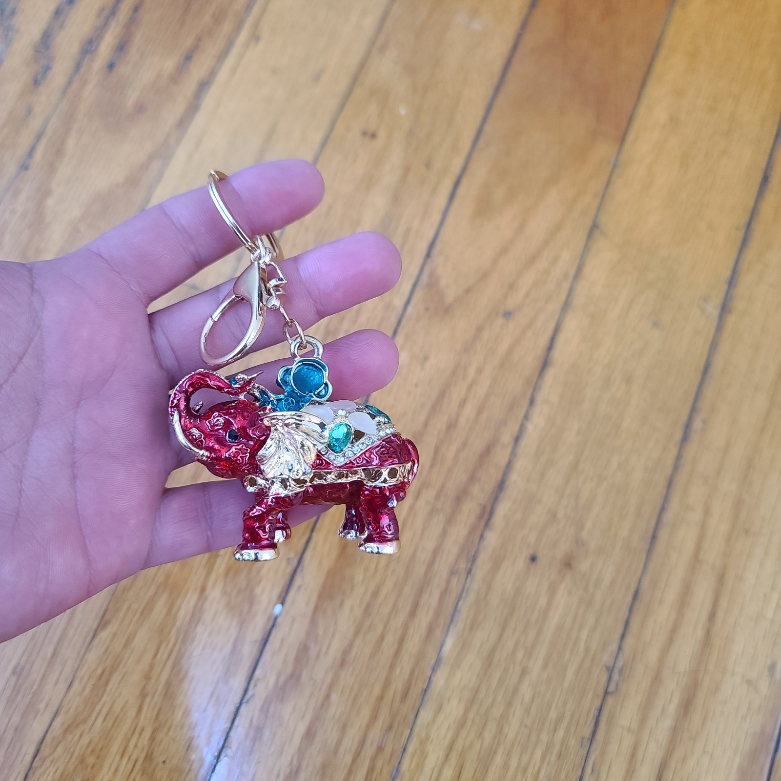 3D Cute Crystal Opal Elephant Pendant KeyChain Handbag Keyring Unisex Gift