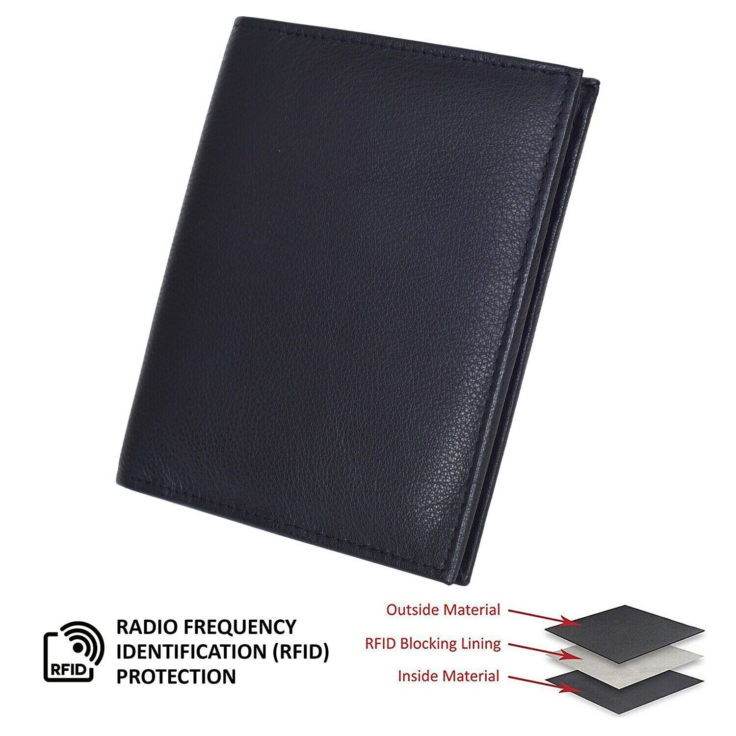 Leatherboss Genuine Leather Men RFID Slim Hipster Credit Card Bifold Wallet