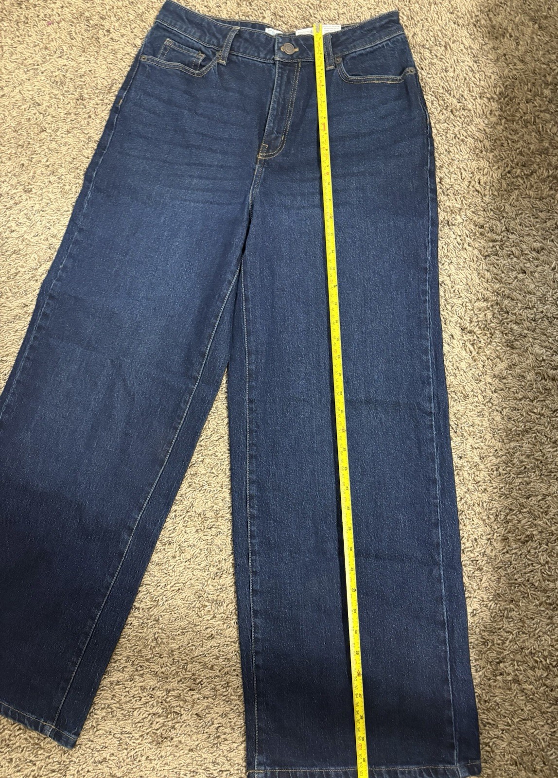 Time and Tru Women’s Dark Wash Wide-Leg Blue Denim Jeans 5-Pocket, High Rise, 16