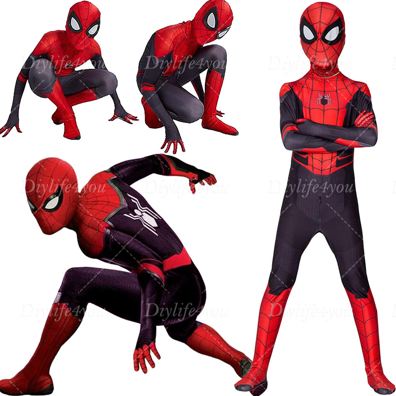 Kids SpiderMan Cosplay Costume Boys Tobey Maguire Outfit Jumpsuit Fancy Dress