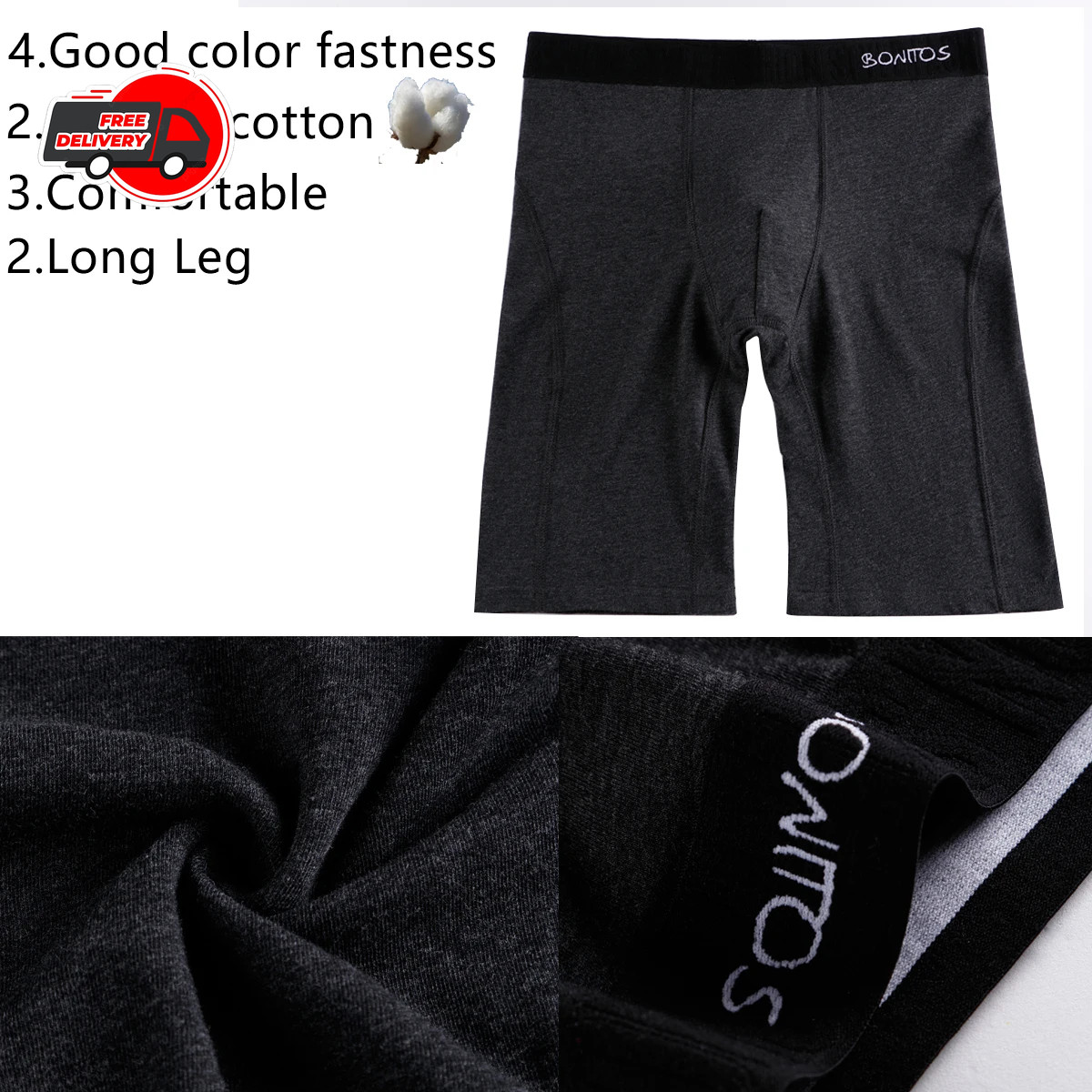 Cotton Long Leg Boxer Shorts Men Big Size Stretch Breathable Underwear