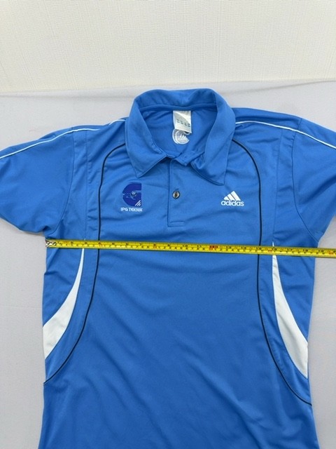 Adidas Polo Shirt Blue 3-Stripes Short Sleeve Size M 100% Polyester
