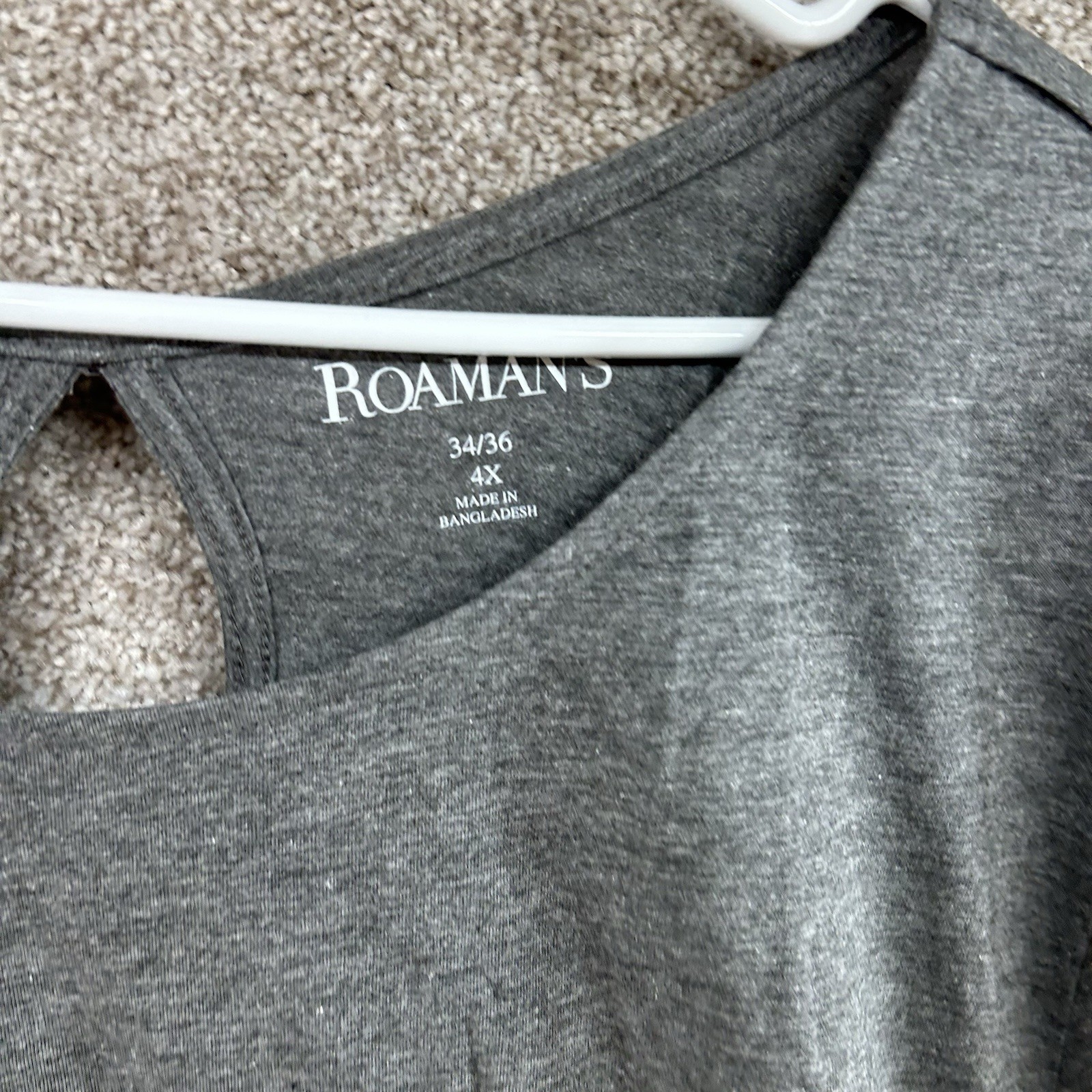 NWOT Roman’s Women’s T-Shirt Top Size 4X Gray Short Sleeve Pullover Stretch