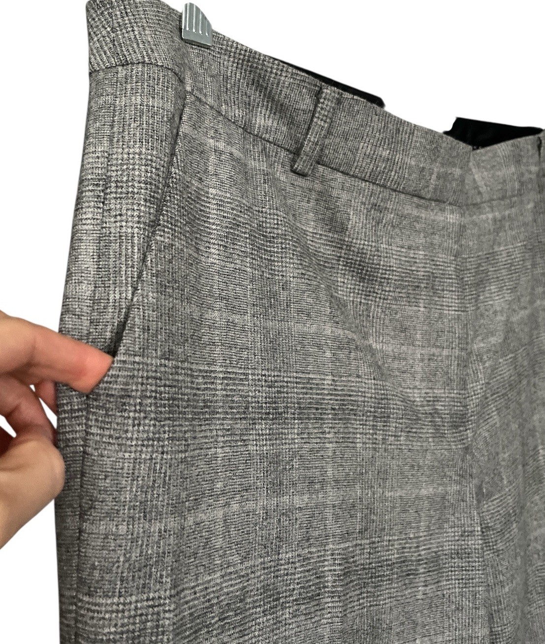 Talbots NWOT Italian Wool Gray Plaid Straight Leg Trouser Pants 14 Full Length
