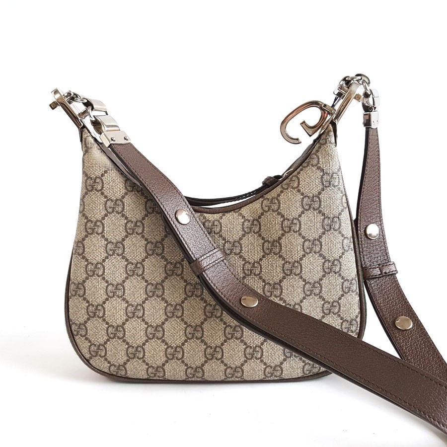 Gucci Attache beige GG supreme canvas small women’s shoulder crossbody handbag