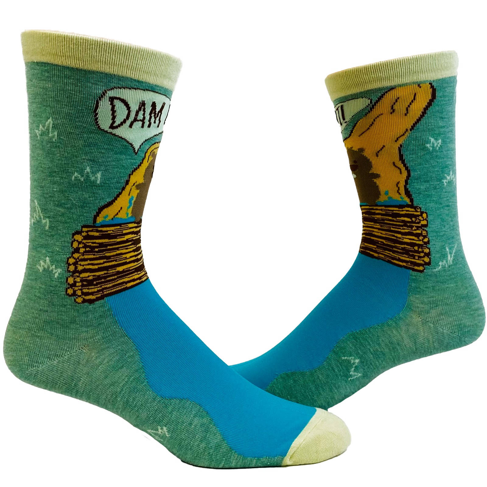 Men’s Dam It Socks Funny Beaver Dam Camping Novelty Graphic Footwear