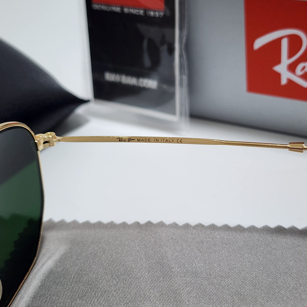 Ray-Ban RB3548N Hexagonal Sunglasses Gold Frame Glass Green Lens 51-21 mm
