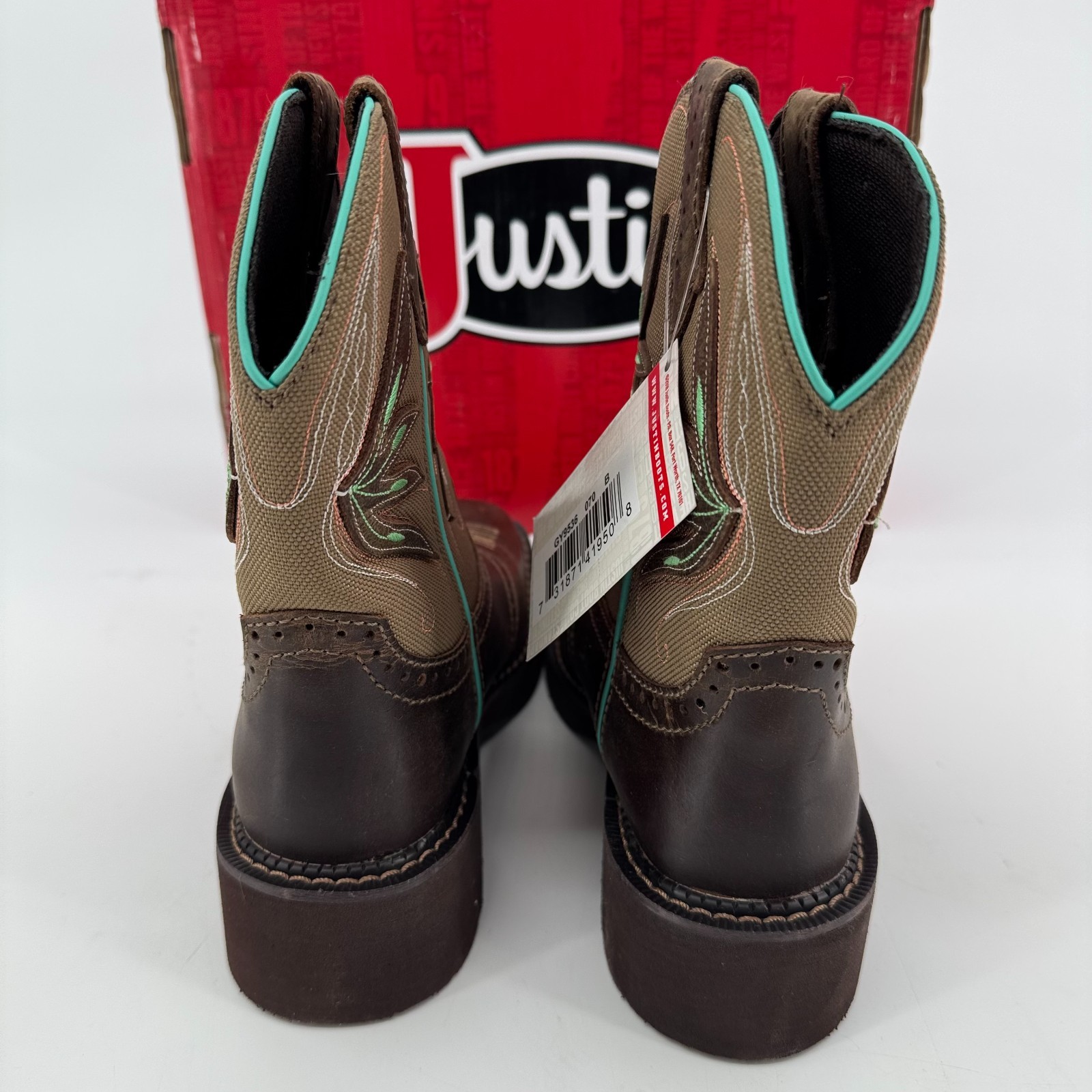 NEW Justin Nettie 8″ Cowgirl Boots WOMENS Brown Leather Square Toe Western 7