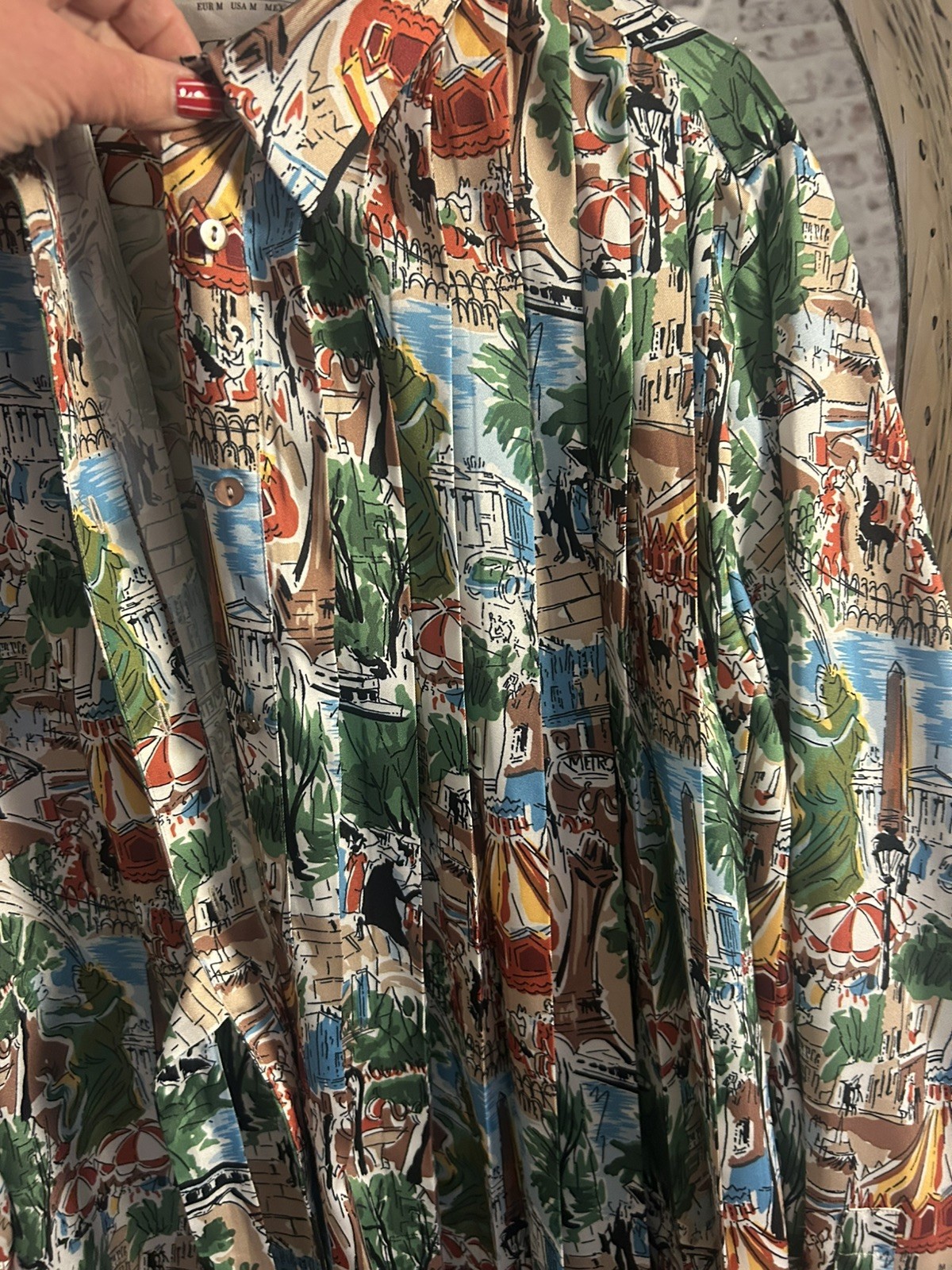 Zara Studio Paris Print Shirt Satin Dress Size M 12-14