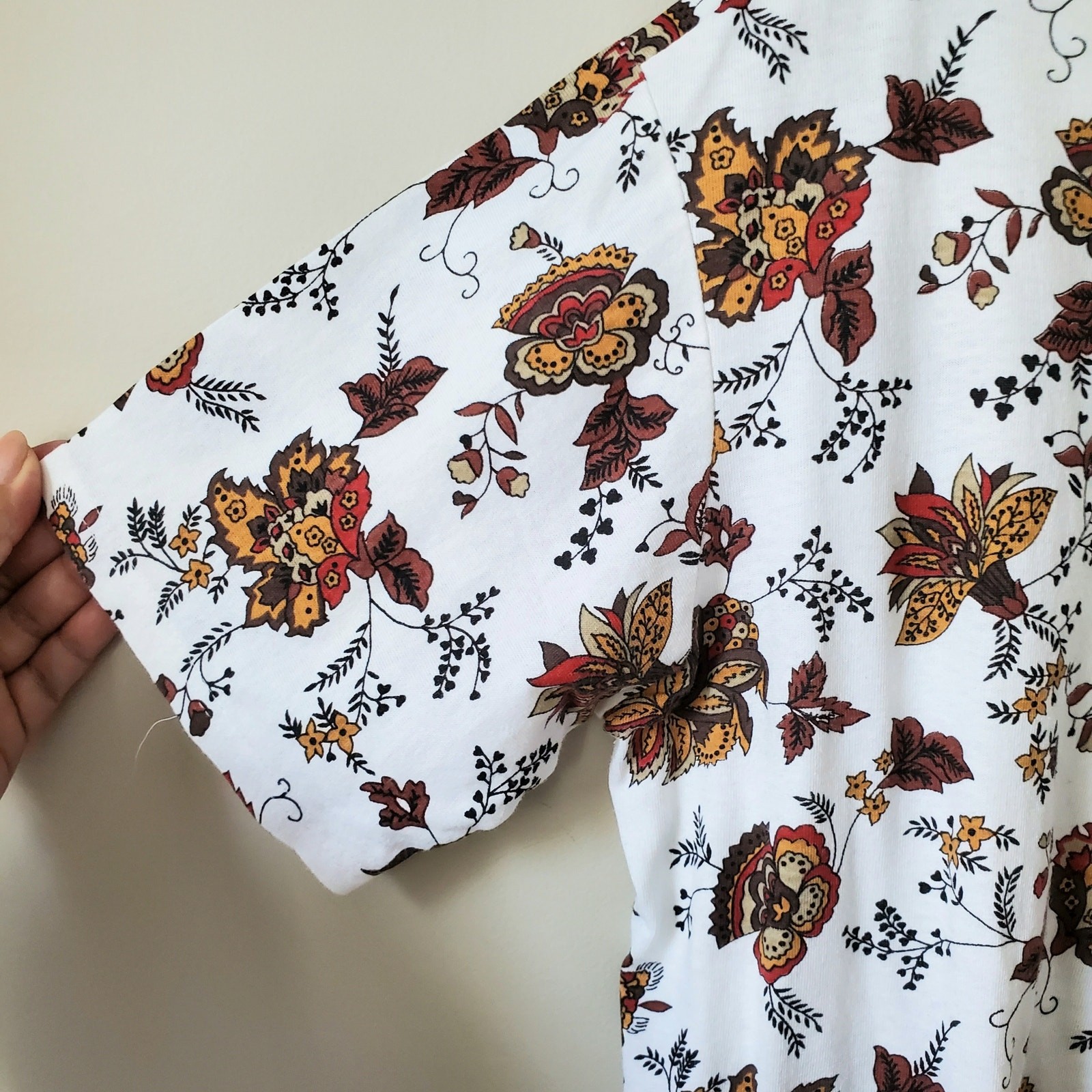 Women VTG 80s 90s Fall Floral Tee Shirt XL Nature Goblincore Norm Autumn USA NEW