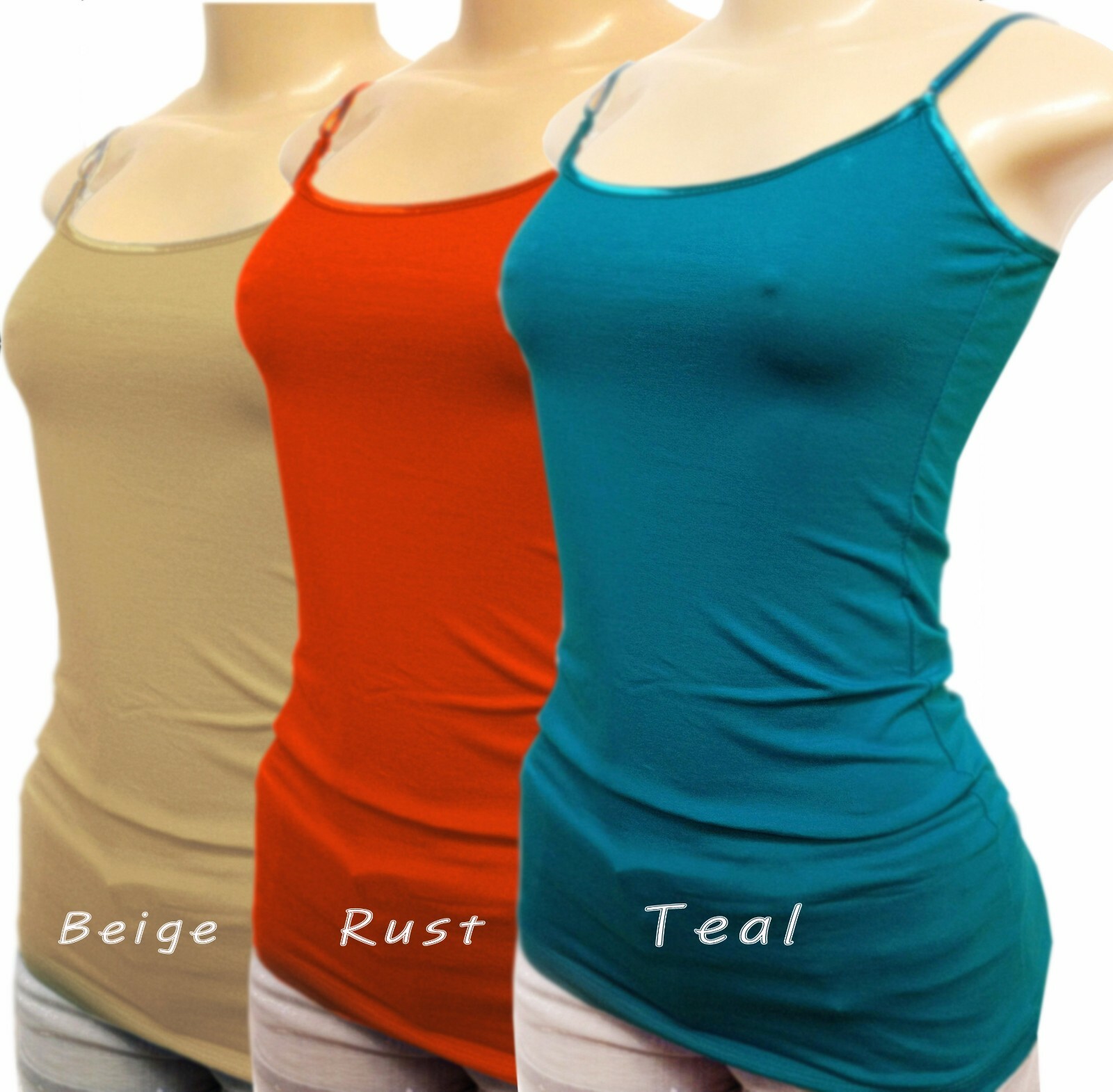 Plain Basic Long Tank Top Adjustable Spaghetti Strap Cotton Camisole Plus Size