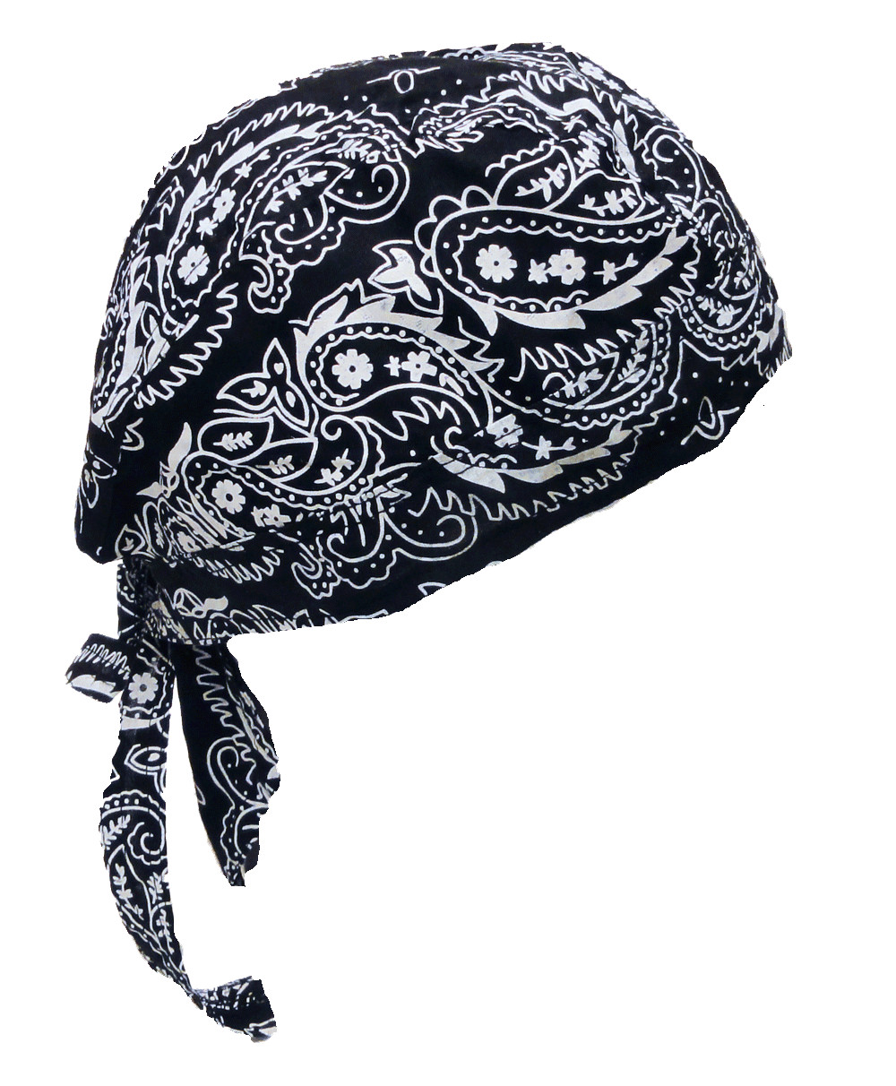 6pc Do Rag Skull Set Cap Black Cotton Du Head Wrap Motorcycle Biker Bandana