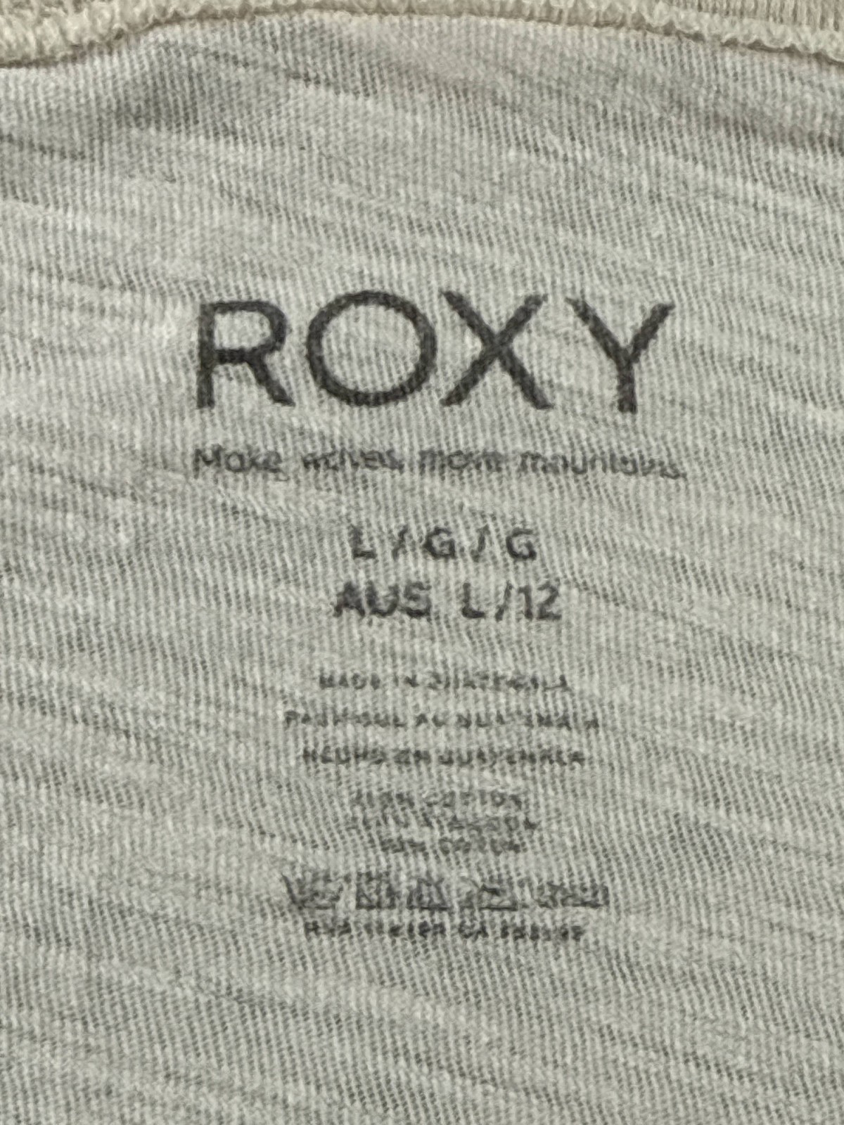 Roxy Womens Beige Graphic Tee Palm Tree Print Loose Fit Top 100% Cotton