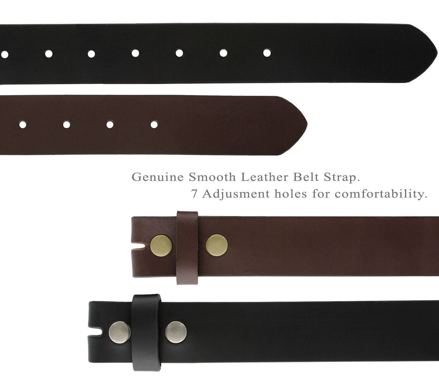 BS1050 One Piece Casual Jean Leather Belt Strap, Made in the USA, Black, Brown