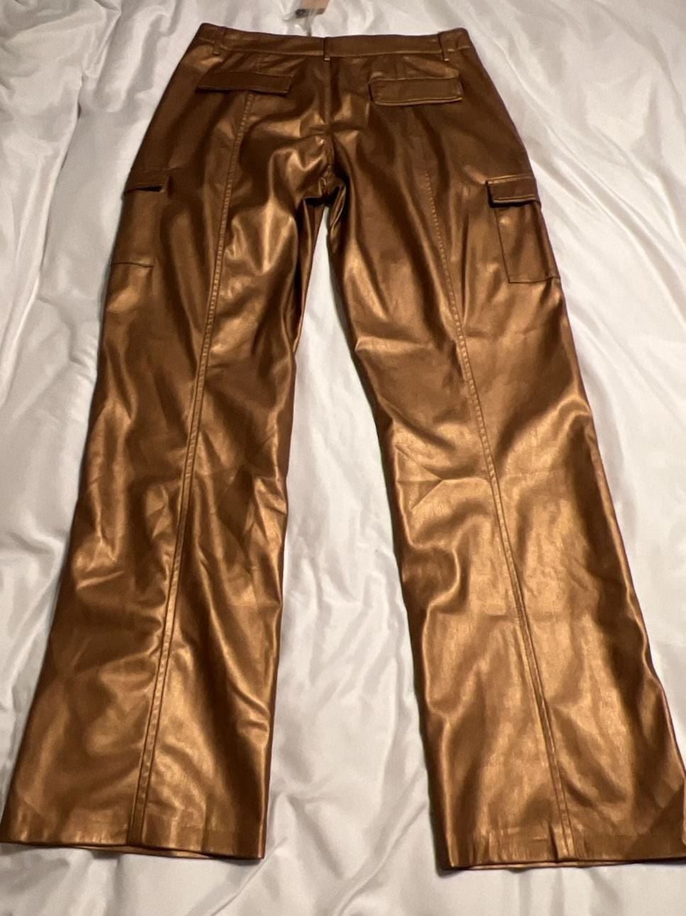 Esqualo Brandy Metallic Vegan Leather Cargo Pants