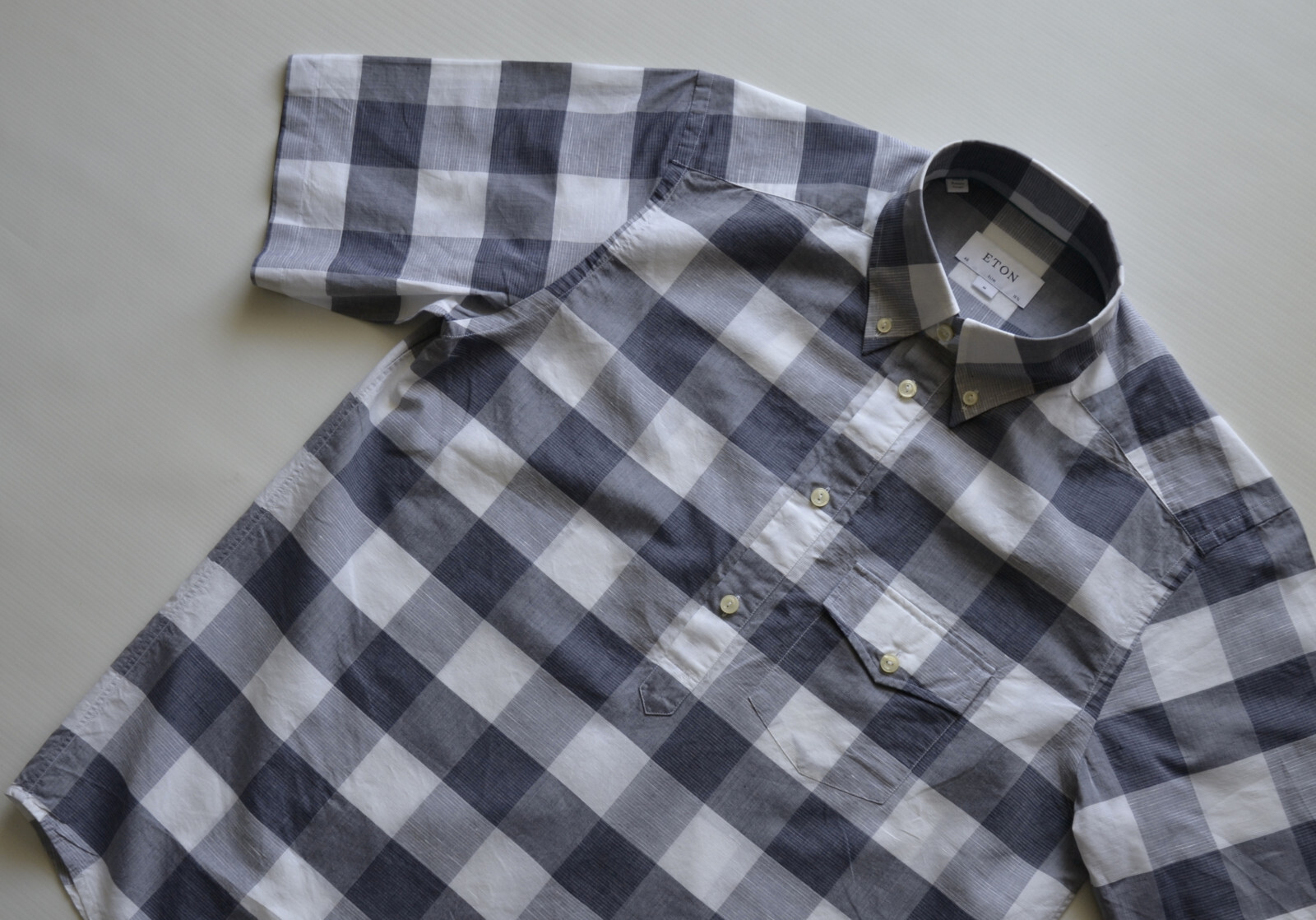 Eton Slim Poplin men’s shirt men’s summer shirt size 40/15 3/4″ cotton/linen