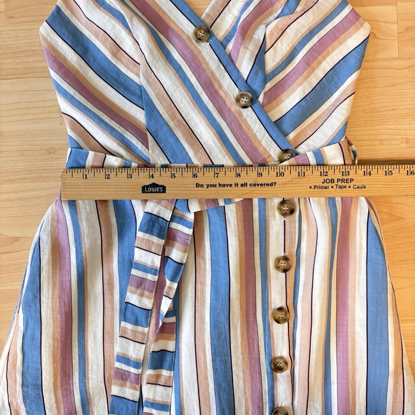 Fashion on Earth Medium Midi Asymmetrical Button Down Striped Dress Minimalist