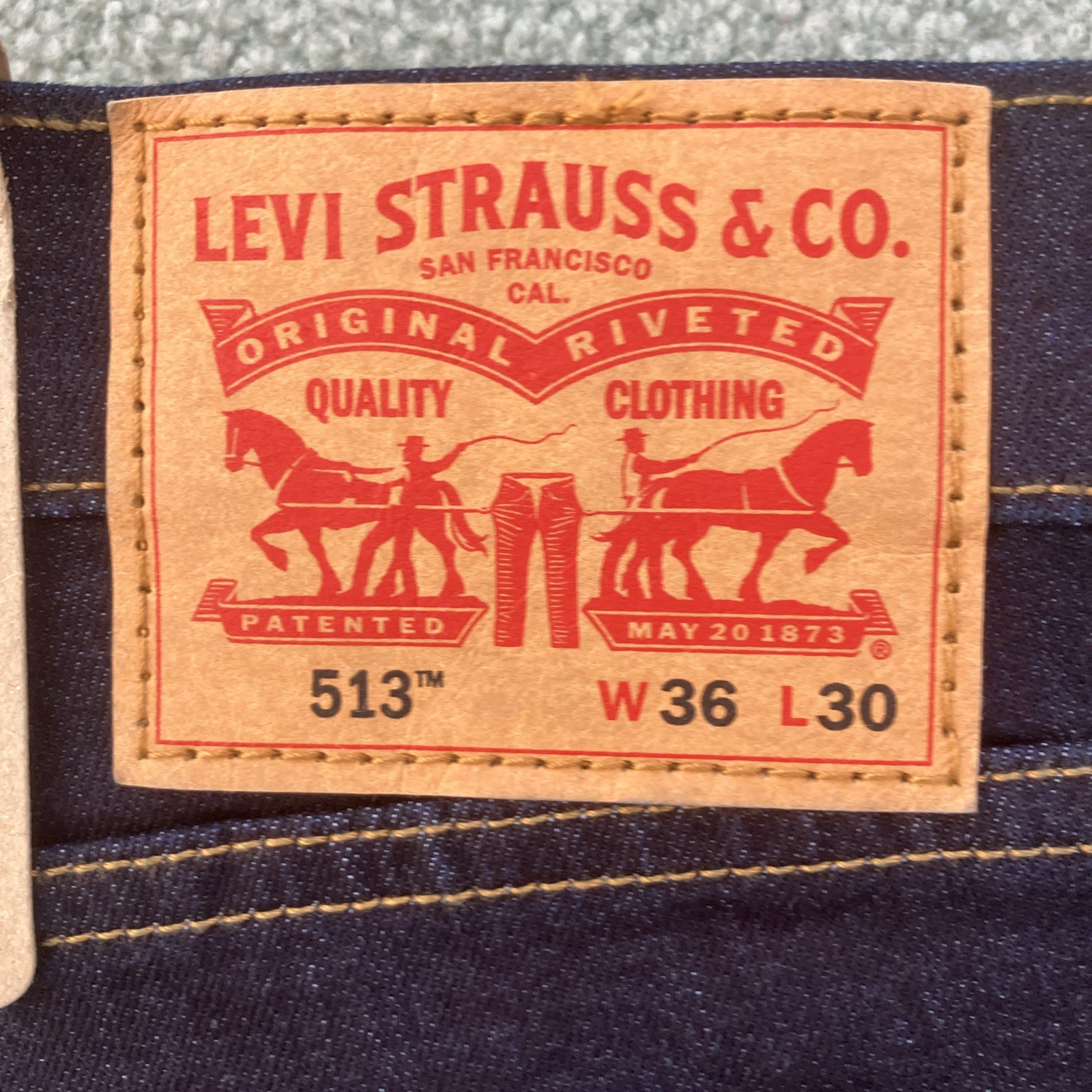 NWT Men’s Levi’s 513 Slim Stretch Straight Dark Wash Blue Jeans Size 36”x30”