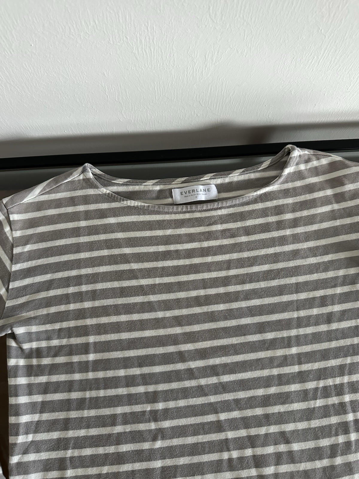 Everlane Gray Striped 100% Cotton Long Sleeve Shirt Top Size S