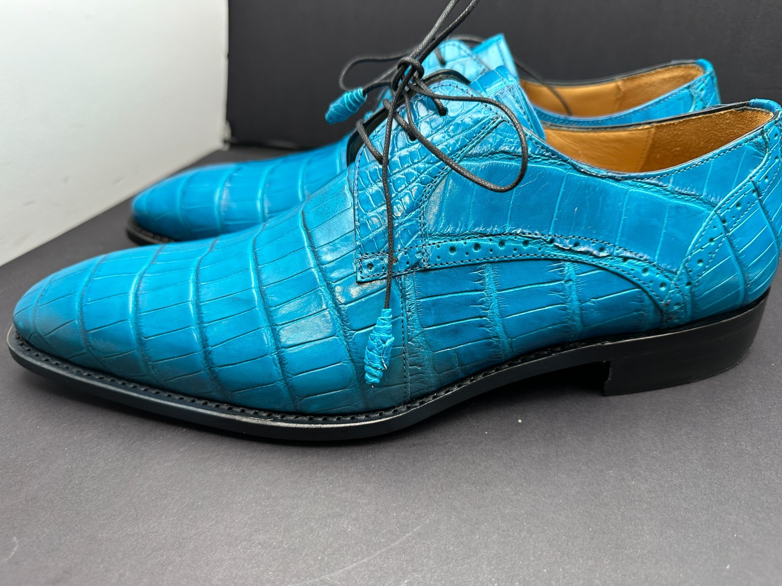 Mezlan Size 11.5 M Crocodile Blue Lace Up Spain Dress Shoes MEN’S
