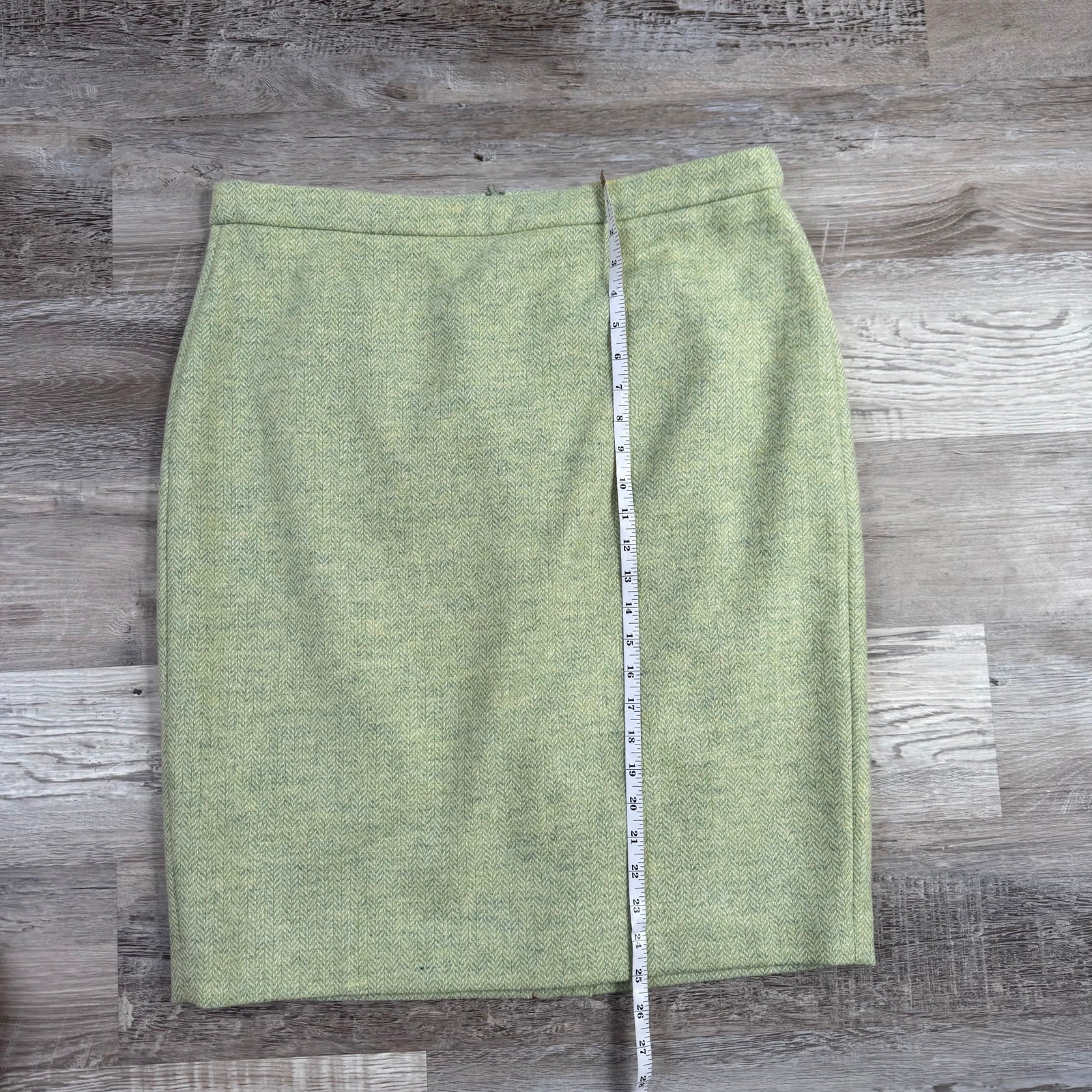 NWT Pure Collection Mint Wool Herringbone Pencil Skirt Quiet Luxury Size 14