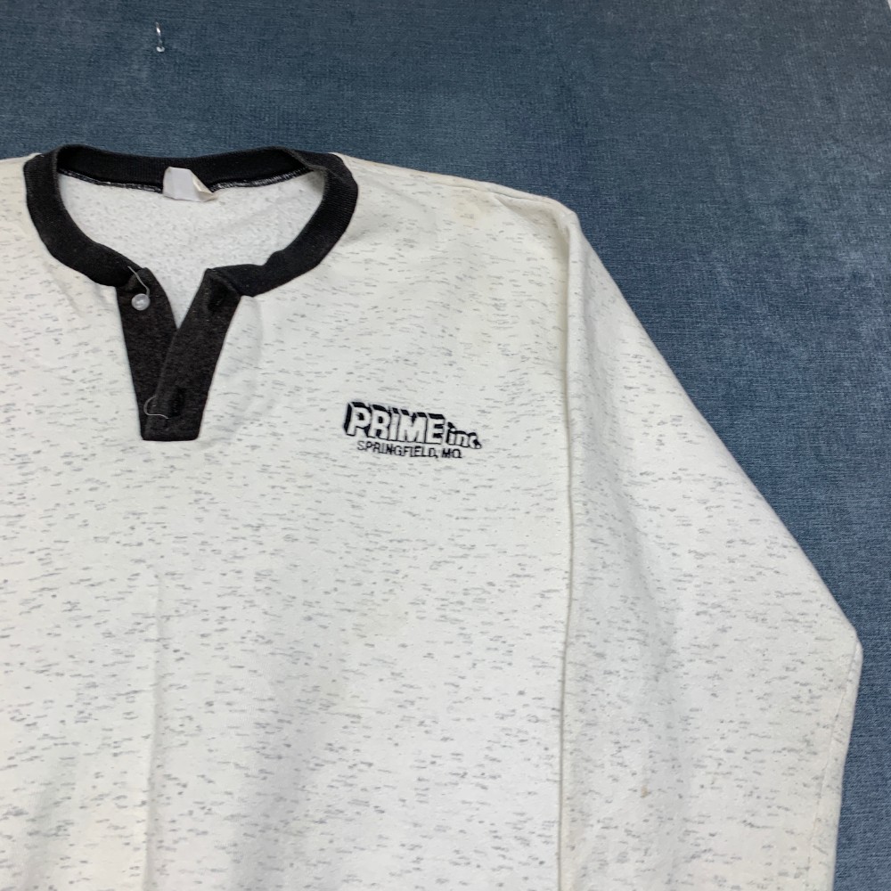 VTG Signature Sportswear Prime Inc Springfield Henley Sweatshirt Men Large White
