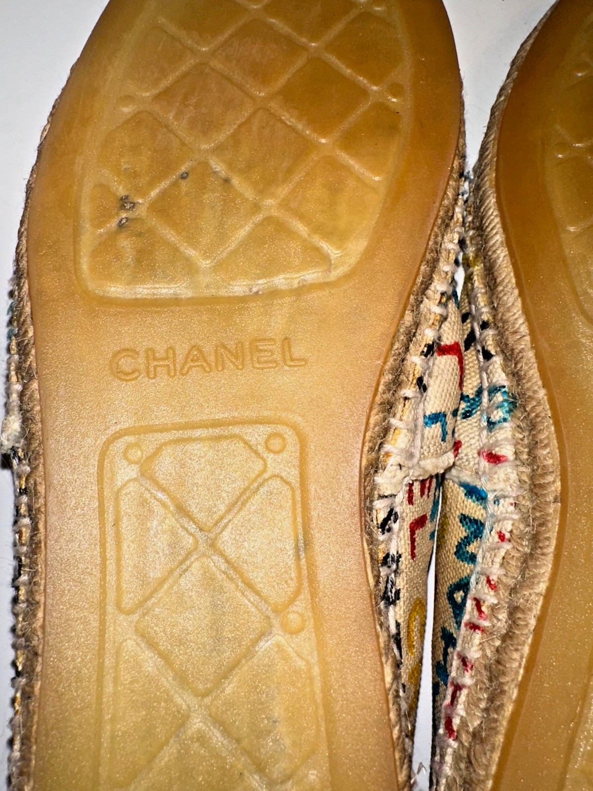 Chanel Espadrilles Logo Graffiti Multicolored Flats Size 42