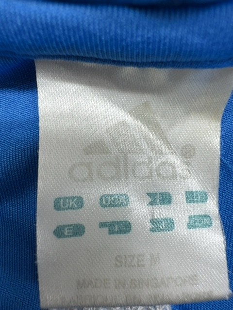 Adidas Polo Shirt Blue 3-Stripes Short Sleeve Size M 100% Polyester