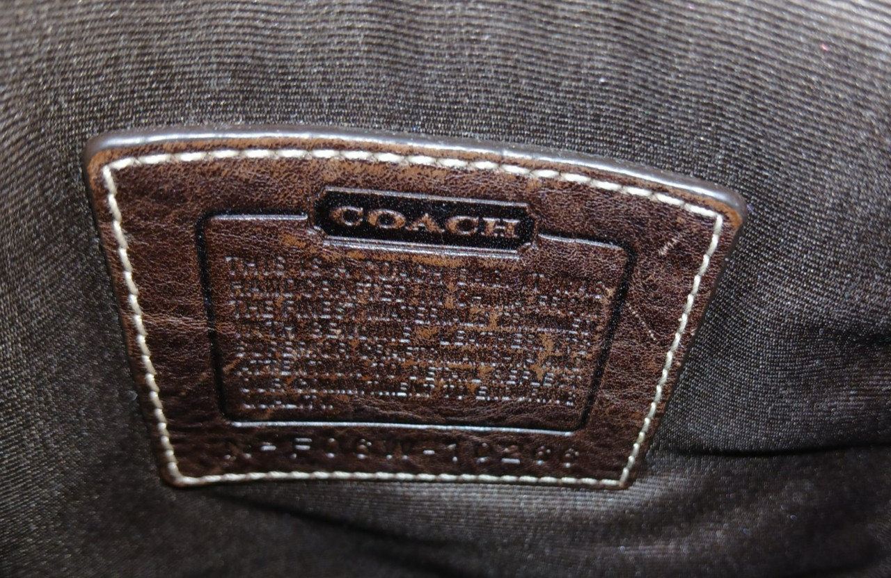 Coach, Hamptons Signature Stripe Python Crossbody, Brown, Excellent Condition