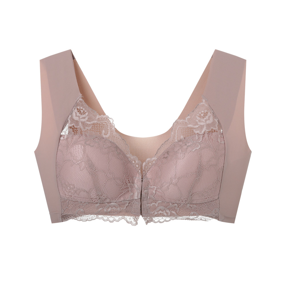 6Pcs Front Closure Lace Wireless Bra Wide Strap Comfort Support Bralette