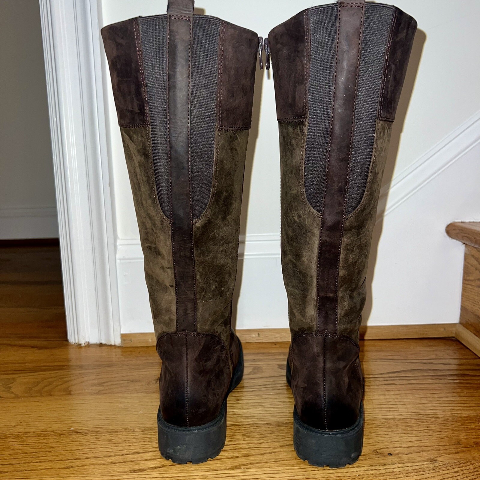 Clarks Leather Boots 9.5 Dk Brown oiled Nubuck Zipper Riding Orinoco2 Horse