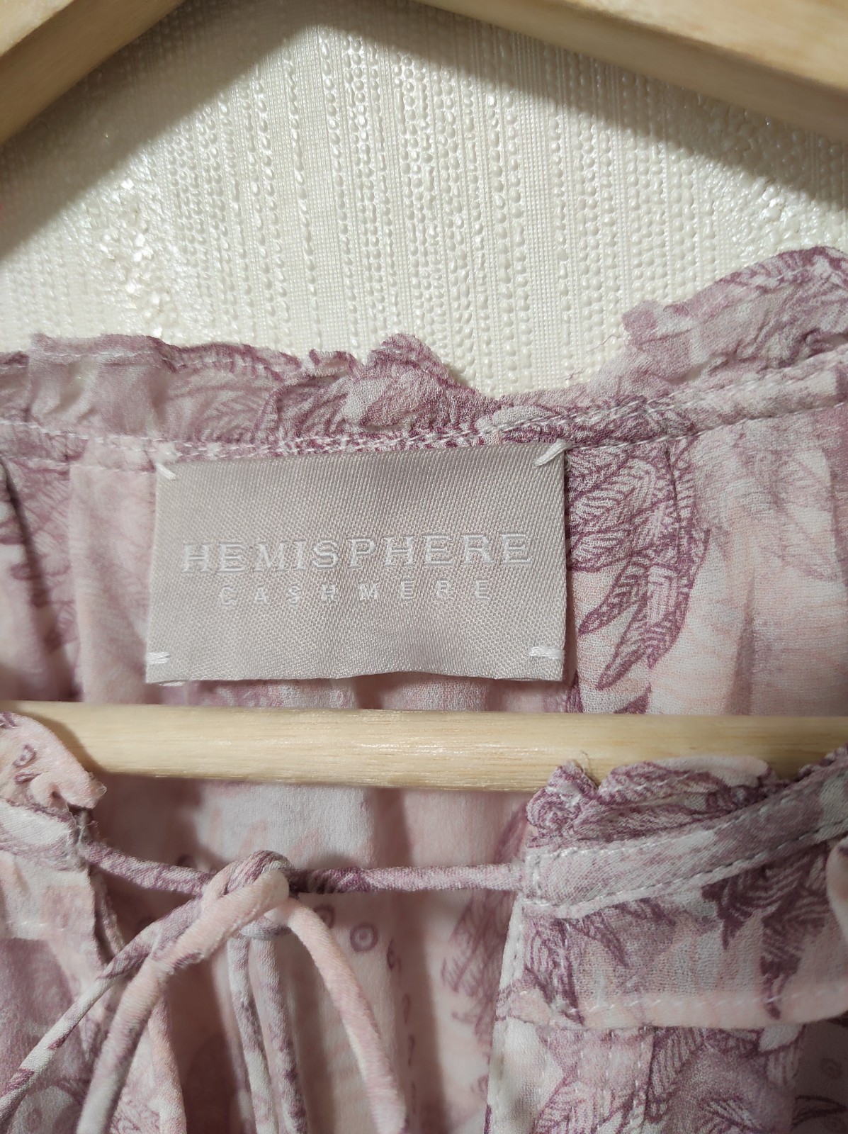 HEMISPHERE Viscose Blouse Purple Pink Floral Ruffle Boho Top Size M
