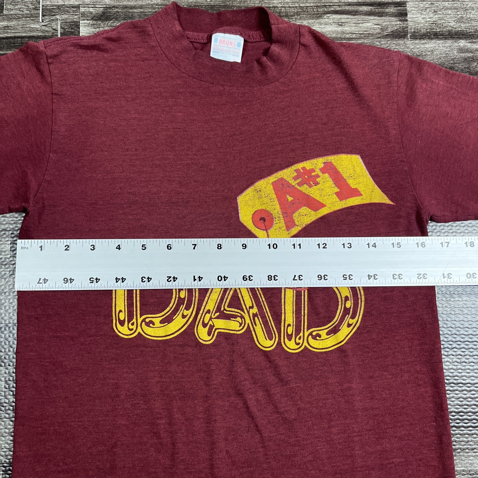 Vintage 1980s #1 Dad Graphic Tshirt Burgundy Medium VTG Casual