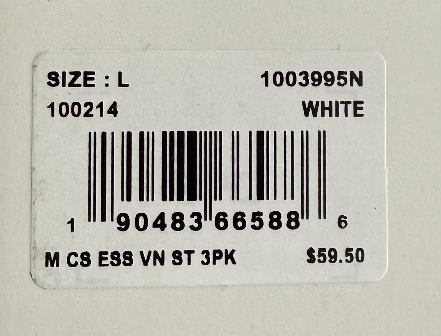 Tommy John 1003995N V-Neck 3 Pk Cool Cotton Stretch White Shirt (New in Box)
