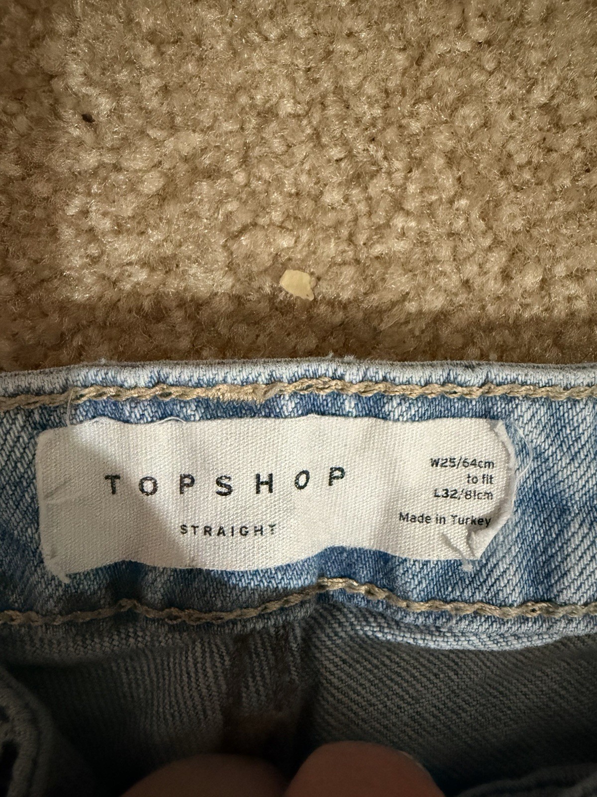 Women’s Top Shop Light Wash Denim Jeans W/ Raw Hem W24 L32 Excellent Denim
