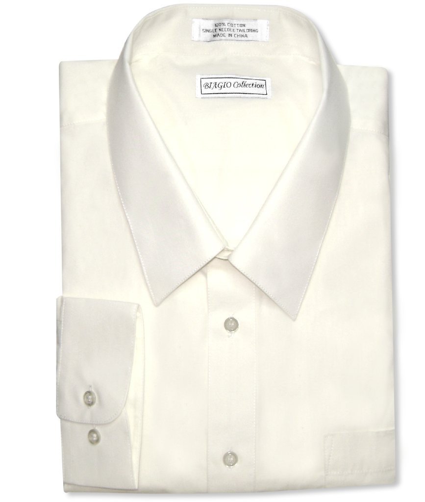 Biagio Mens 100% COTTON Solid CREAM Color Dress Shirt sz 16 36/37