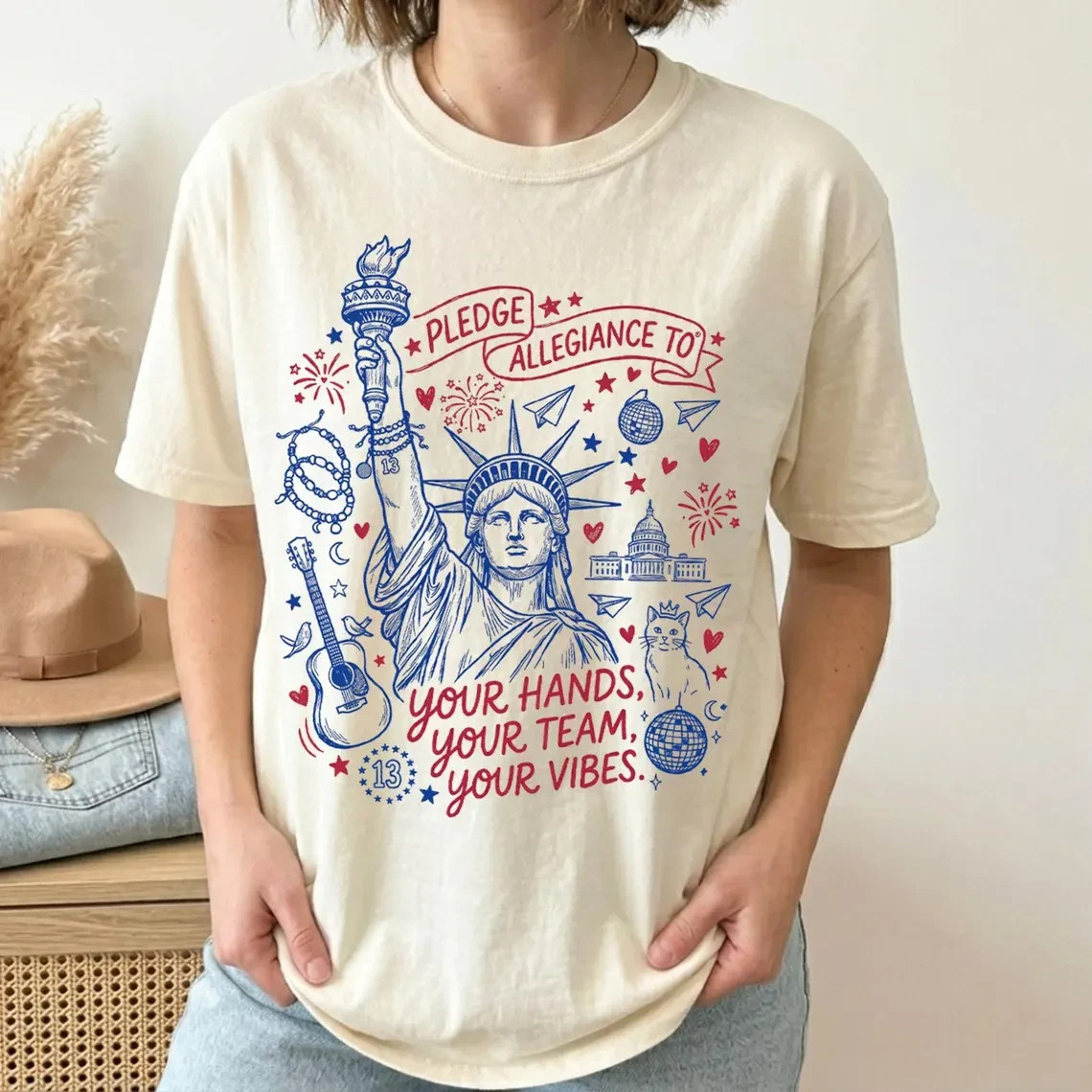 Patriotic Music Lover Shirt Retro 4th of July Band Fan Graphic Tee Gift Tee