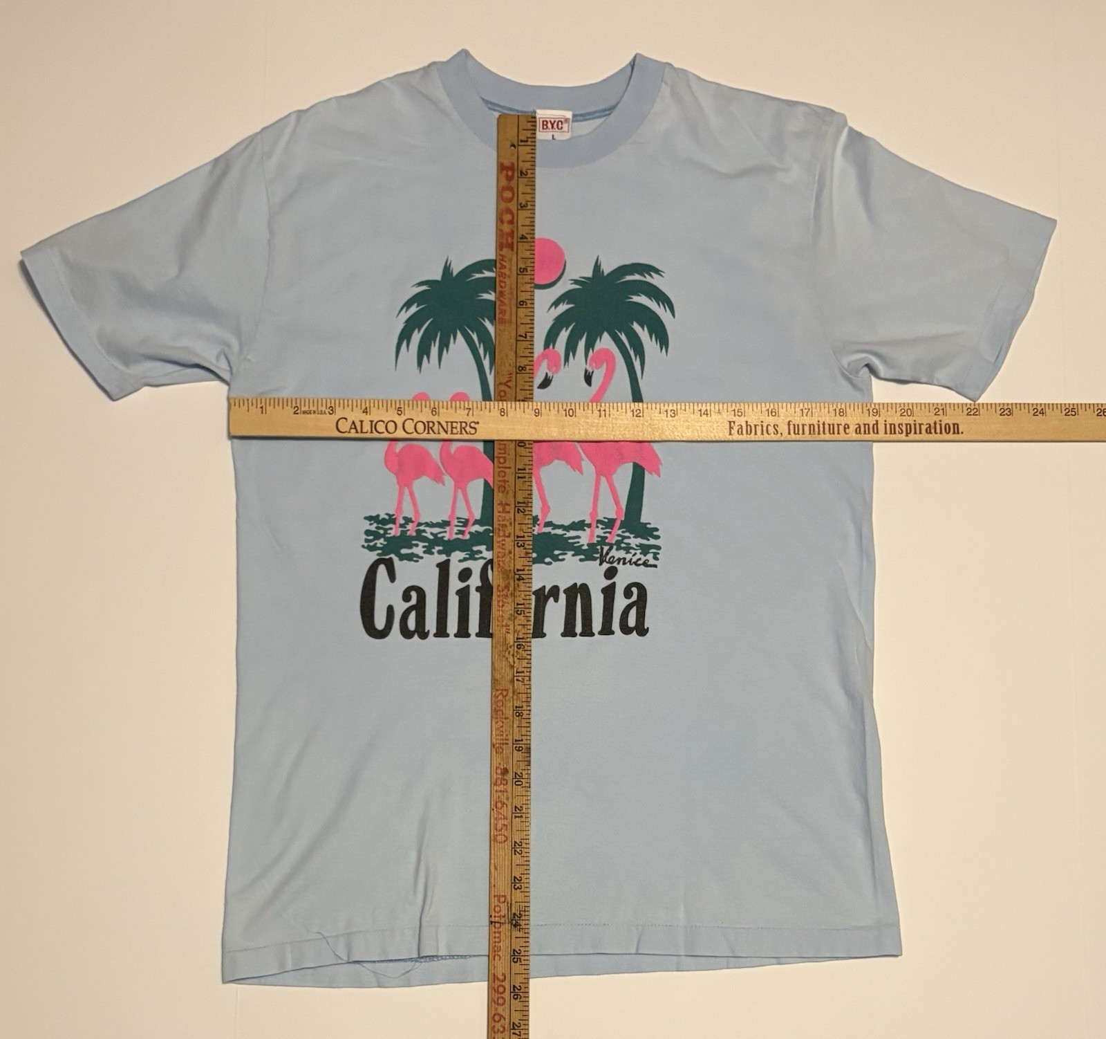 Vintage California Tourist T Shirt Single Stitch Flamingo Print Med/Large BYC