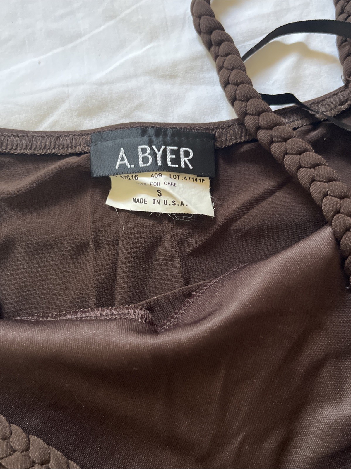 A. Buyer Women’s Tank Top Braided Straps Size Small Brown