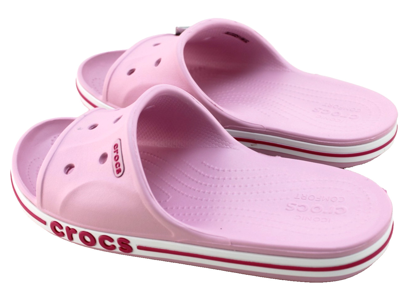 New CROCS Women’s 10 Bayaband Pink with Raised Crocs Logo Unisex Slide Sandals