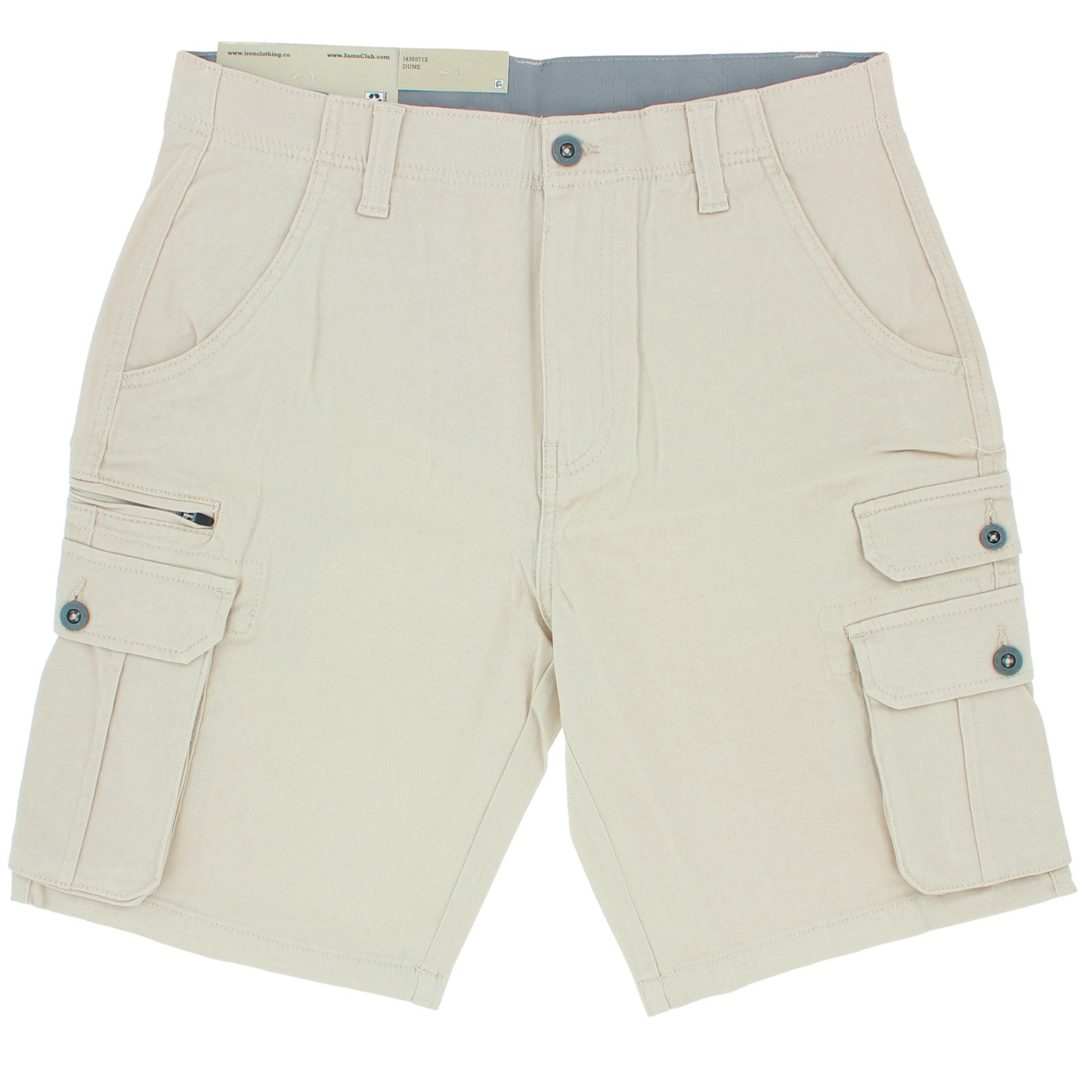 Iron Co Stretch Twill Cargo Shorts, Stack Pockets with Zipper, 10.5 in Inseam