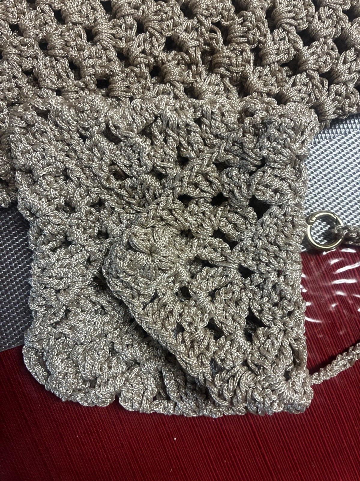Handcrafted Crocheted Hobo Bag with Matching Pouch Neutral Everyday Purse Set