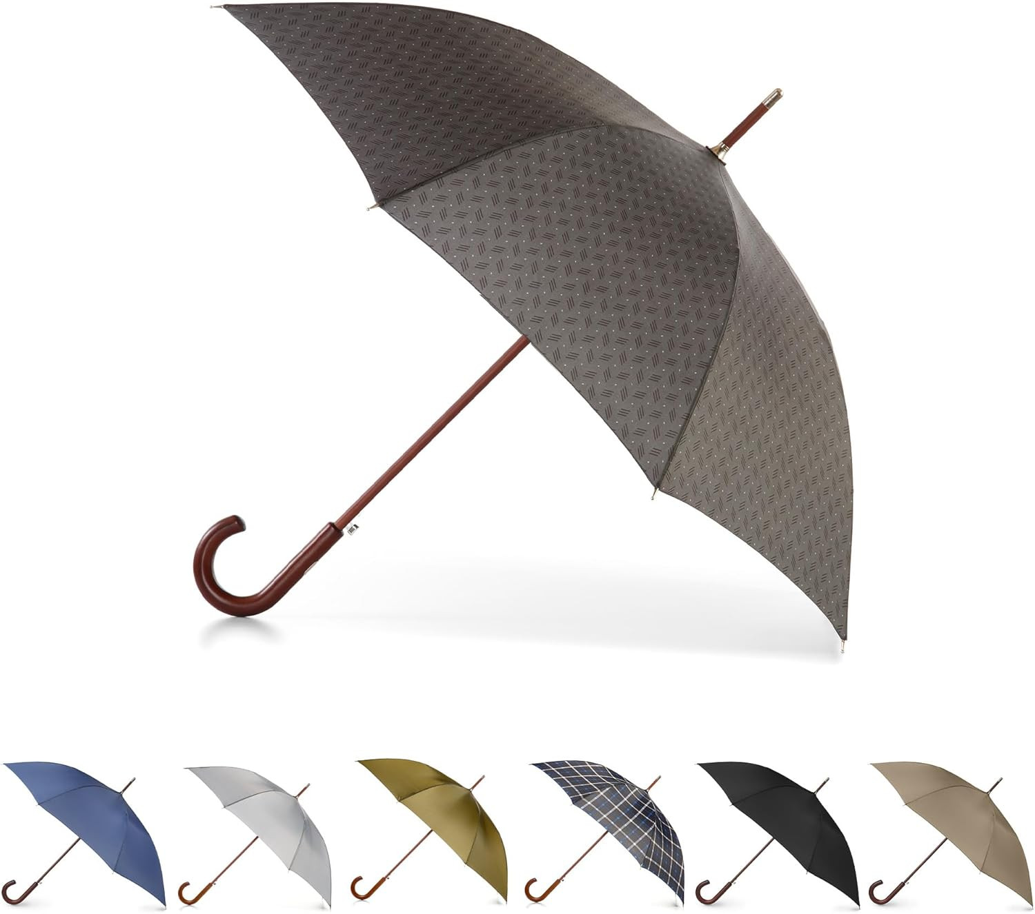 Eco-Friendly Auto Open Umbrella with Classic Wooden J Handle – Easy Grip